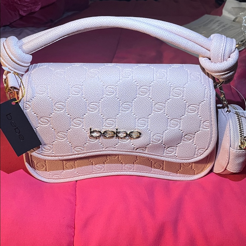 Bebe Light Pink Embossed Shoulder Bag